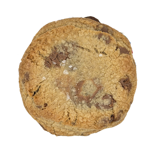 Chocolate chip cookie on a white background