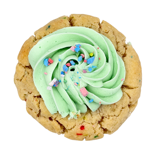 sugar cookie with green icing on transparent background